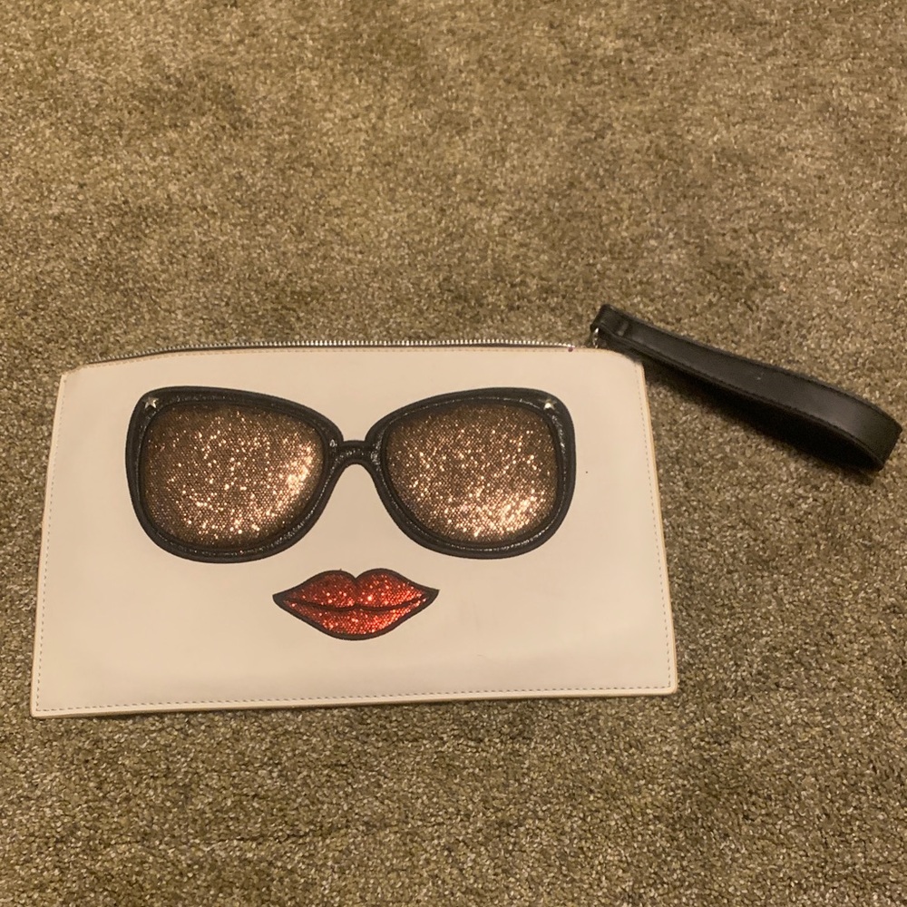 Carlos by Carlos Santana White Clutch with Glitter Accents